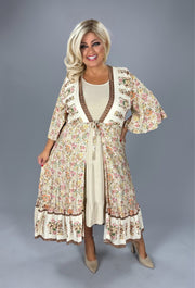 SALE!! LD-L {Seize The Occasion} Umgee Cream Floral Kimono PLUS SIZE XL 1X 2X