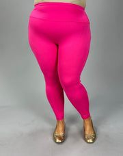 LEG-68 {No Slowing Down} Fuchsia Full Length Leggings PLUS SIZE 1X 2X 3X