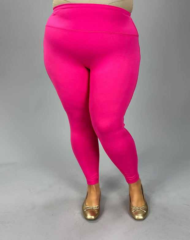 LEG-68 {No Slowing Down} Fuchsia Full Length Leggings PLUS SIZE 1X 2X 3X