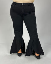 LEG-B  {Not My Concern} VOCAL Black Distressed Flare Jeans PLUS SIZE XL 2X 3X