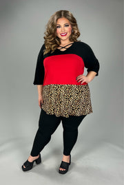 45 CP {Dreams Taking Flight} Red Black  Leopard Top CURVY BRAND!!! EXTENDED PLUS SIZE 3X 4X 5X