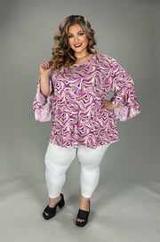 20 PQ {Pages Turned} Purple Swirl Cascading Sleeve Top EXTENDED PLUS SIZE 4X 5X 6X