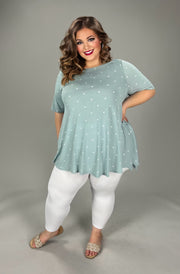 24 PSS {Sunny Outlook} Dusty Blue Polka Dot Top EXTENDED PLUS SIZE 3X 4X 5X