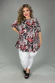 13 PSS {Sweetest Soul} Pink/Black Scroll Print Top EXTENDED PLUS SIZE 3X 4X 5X