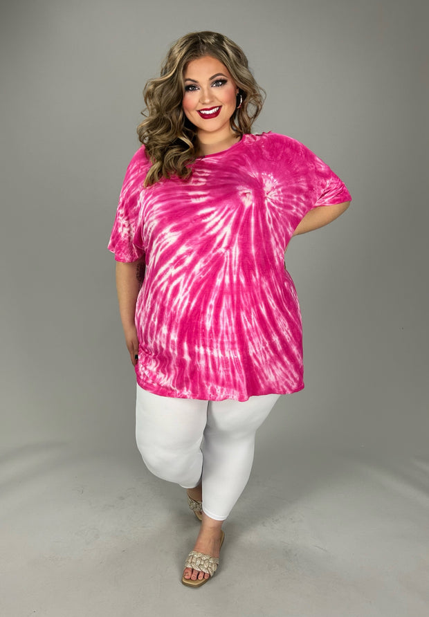 63 PSS {Looks Like Fun} Hot Pink Tie Dye Top PLUS SIZE 1X 2X 3X