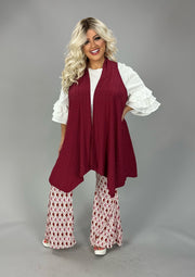 20  OT-E {Hey Beautiful} BURGUNDY  Textured Vest PLUS SIZE 1X 2X 3X