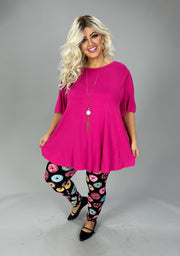 12 SSS {I'll Be The One} Fuchsia Wide Short Sleeve Top EXTENDED PLUS SIZE 3X 4X 5X