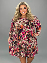 SALE!! 51 PQ {Superstar Style} Taupe Magenta Orange Print Dress EXTENDED PLUS SIZE 3X 4X 5X