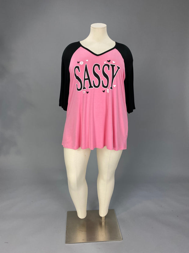 SALE!! 29 GT {Sassy} Pink/Black Graphic Tee CURVY BRAND!!!  PLUS SIZE XL 2X 3X  (May Size Down 1 Size}