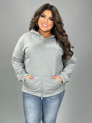 SALE!! OT-H {Comfy Chic}  Heather Grey Hoodie Jacket Full Zipper PLUS SIZE 1X 2X 3X