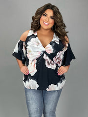 SALE!! OS-A  M-109  {City Chic} Navy Floral Top  Retail $75.00 PLUS SIZE 14W 16W 20W 22W