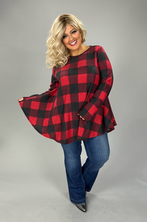 20 PLS {Feeling The Chill} Red/Black Buffalo Plaid Top EXTENDED PLUS SIZE 3X 4X 5X