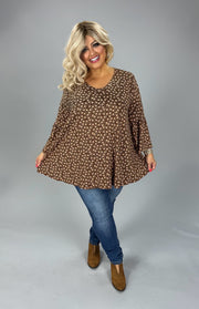 24 PQ {Blooming Out} Brown/Orange Daisy Print Top EXTENDED PLUS SIZE XL 2X 3X 4X 5X