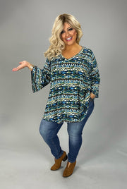 SALE!! 37 PQ {Stay Sophisticated} Navy Tribal Print Top PLUS SIZE XL 2X 3X