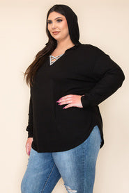 SALE!! 40 SD {Ain't About You} VOCAL Black Hoodie w/Rhinestone Neck  Detail PLUS SIZE XL 2X 3X