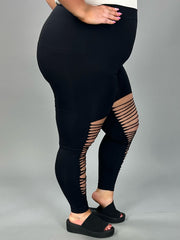 SALE!! BT-99  "BOZZOLO" Solid Black Leggings with Slits in Front