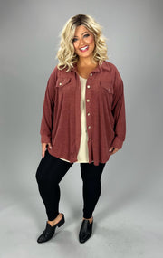 SALE!! 16 OT {Promise Of Fall} Deep Mauve Button Up Shacket w/ Pockets PLUS SIZE XL 2X 3X