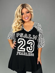 49 GT {Psalm 23} Black Leopard Graphic Tee CURVY BRAND!!! PLUS SIZE XL 2X 3X 4 (May Size Down 1 Size)