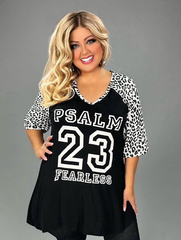 SALE!! 49 GT {Psalm 23} Black Leopard Graphic Tee CURVY BRAND!!! PLUS SIZE XL 2X 3X 4 (May Size Down 1 Size)