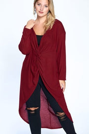 LD-T {Let Love Guide You} Burgundy High/Low Twist Tunic PLUS SIZE 1X 2X 3X