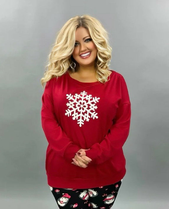 SALE! 36 GT-B {Snow Unique} Red White Snowflake Top PLUS SIZE XL 2X 3X