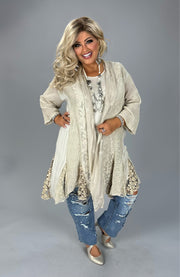 19 SET {Terrace Date} Beige Linen & Lace Top & Overlay Set PLUS SIZE 1X 2X 3X