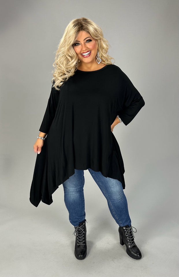 SALE!! 27 SQ {Change Your Mind} Black Asymmetrical Top EXTENDED PLUS SIZE 3X 4X 5X