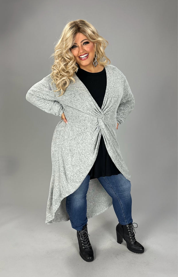 1-1 LD-Q {Let Love Guide You} H. Grey High/Low Twist Tunic PLUS SIZE 1X 2X 3X