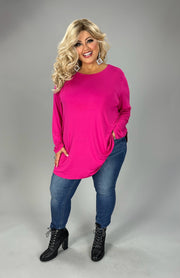 89 SLS {Free Your Minds} Magenta Long Sleeve Tunic PLUS SIZE 1X 2X 3X