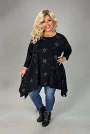 SALE!! 1-15 PQ {Create Your Dream} Black Top w/Glitter Floral Print PLUS SIZE 1X 2X 3X 4X 5X