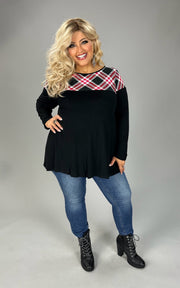 34 CP {Feeling Social} Black/Red Print Long Sleeve Top PLUS SIZE 1X 2X 3X