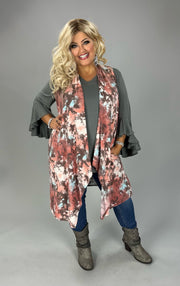 56 OT-C {Cheerful Days} Mauve Tie Dye Vest PLUS SIZE 1X 2X 3X