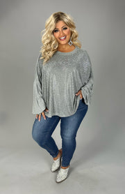 SALE!! 45  SD [Twilight Sparkles} VOCAL Gray Front Studded Top PLUS SIZE 1X 2X 3X