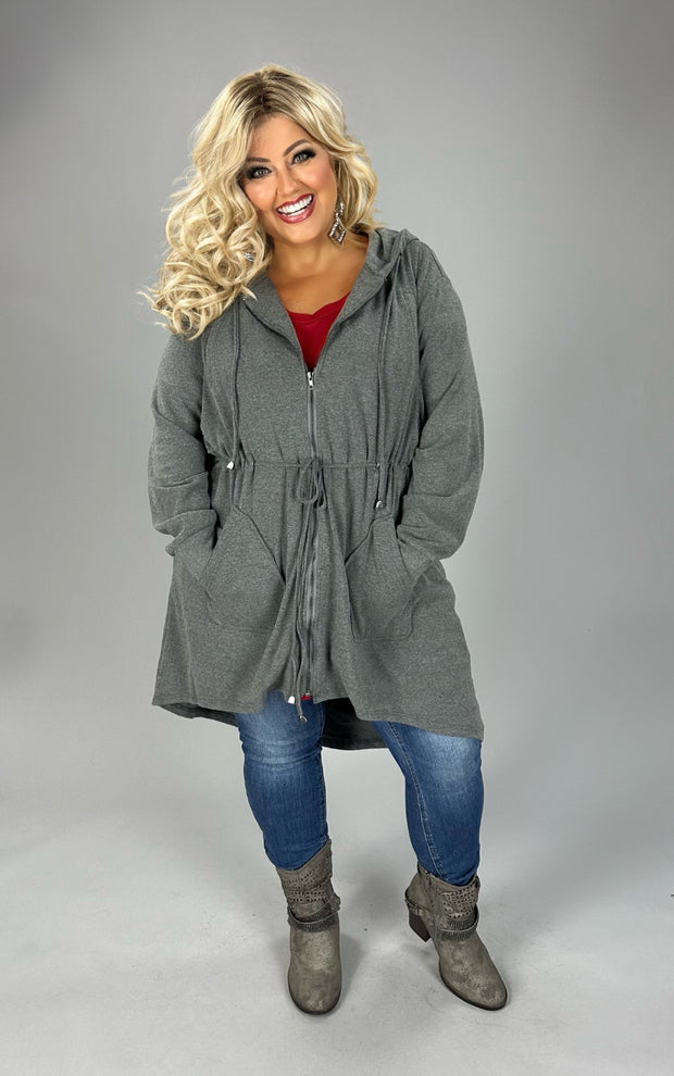 61 OT {What To Say} Gray Zip Up Jacket w Pockets PLUS SIZE 3X