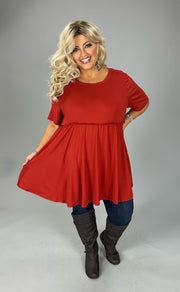 SALE!! 26 SSS {Casual Chic} Rust Ruffle Babydoll Tunic EXTENDED PLUS SIZE 3X 4X 5X (True to Size)