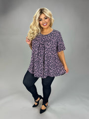 22 PSS {Sweet Blossom} Navy Purple Flower Shirred Top EXTENDED PLUS SIZE 4X 5X 6X