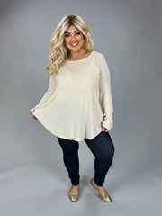 16 SLS {Subtle Hints} Taupe Soft Knit Round Neck Top PLUS SIZE 1X 2X 3X