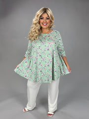 36 PLS {Moving On} Mint Lavender Floral Print Top