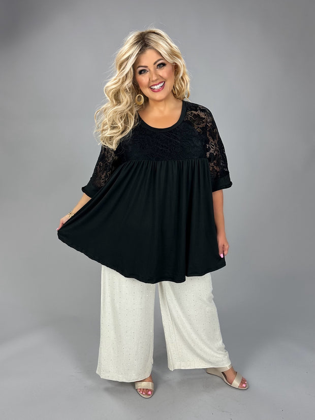 53 SSS {Curvy Sweet Life} Black Floral Lace Babydoll Tunic EXTENDED PLUS SIZE 1X 2X 3X 4X 5X 6X