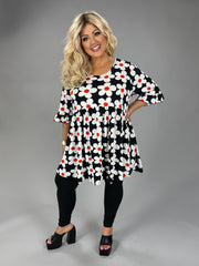 36 PSS {Center Stage Daisy} Black Daisy Print Babydoll Top EXTENDED PLUS SIZE 1X 2X 3X 4X