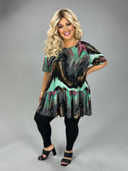 39 PSS {Full Of Hope} Mint Mauve Abstract Print Top EXTENDED PLUS SIZE 3X 4X 5X