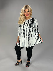 34 PLS {Cookies & Cream} Black White Bamboo Tie Dye Top EXTENDED PLUS SIZE 3X 4X 5X