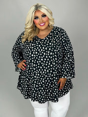 34 PQ {Know All About You} Black Leopard Print V-Neck Top EXTENDED PLUS SIZE 3X 4X 5X