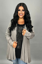 37 OT {Gaining Popularity} VOCAL Grey Cardigan w/ Lace Back Detail PLUS SIZE XL 2X 3X