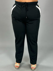 BT-99 {D & D Lifestyle} Black Pants w/White Contrast PLUS SIZE PXL