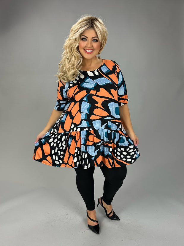 49 PSS {Everything In Between} Black Orange Multi Print Top EXTENDED PLUS SIZE 3X 4X 5X