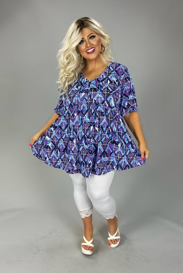 28 PSS {Might Be Love} Purple Multi Print V-Neck Top EXTENDED PLUS SIZE 3X 4X 5X