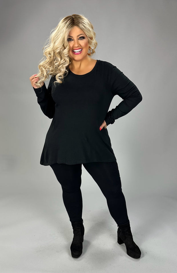 53 SLS {Basic Principles} Black Long Sleeve Top PLUS SIZE 1X 2X 3X