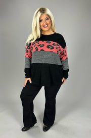 15 CP {Heard About You} Black/Rust Leopard Block Top PLUS SIZE