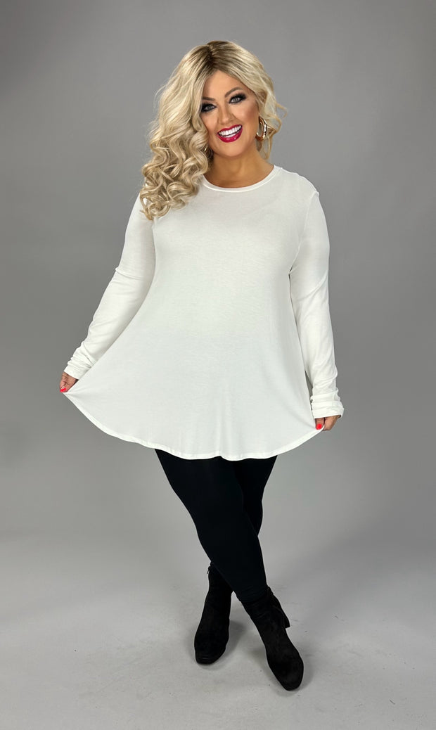 28 SLS {Casual Occasions} Ivory Solid Long Sleeve Top PLUS SIZE XL 2X 3X